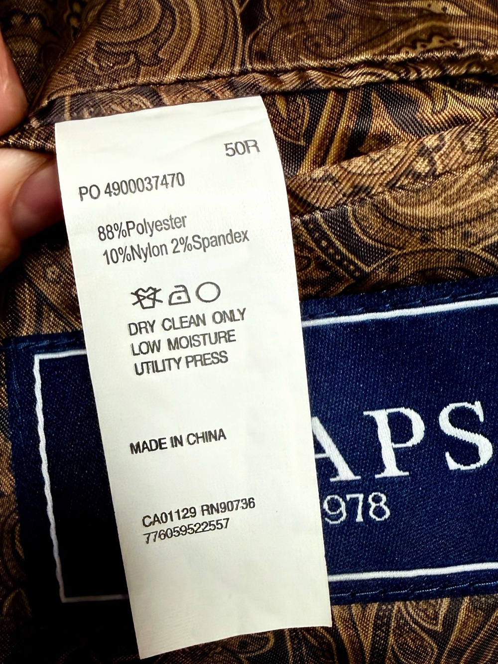Chaps Blazer Men's 50R Tan/Beige Corduroy 2 Button Sport Coat Jacket Suede-like - Picture 9 of 15